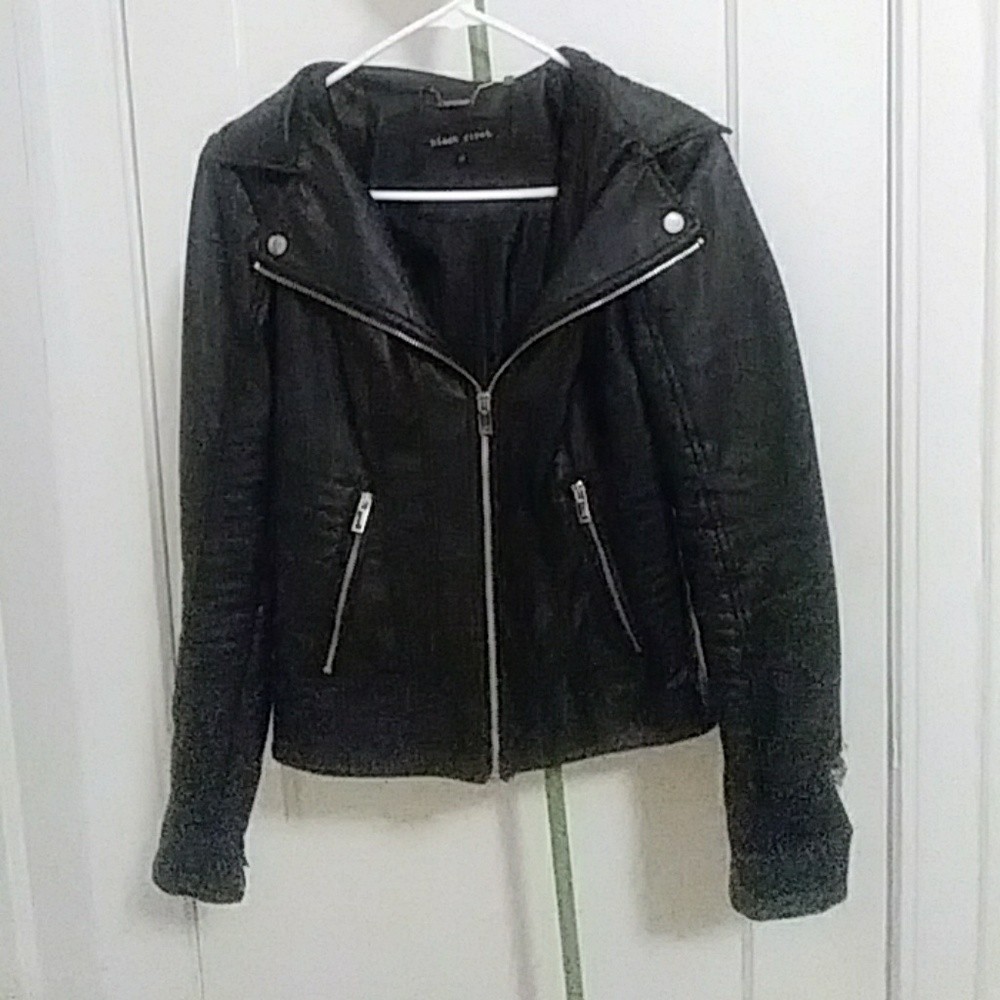 Black Rivet Faux Leather Jacket